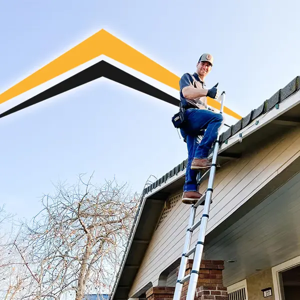 A home inspector at work on a roof